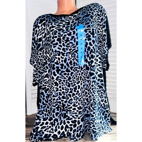 Ellen Tracy 3X DolmanTop NEW Shirt Blouse Black White Blue - Picture 1 of 3